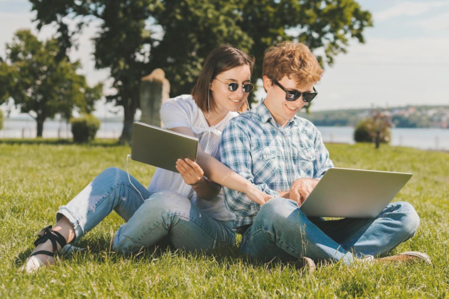 Modern financial planning workspace with budgeting tools and technology